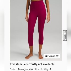 Pomegranate Super High Rise Align Crop 21"